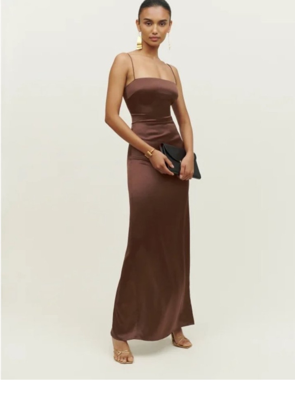Reformation Frankie Brown Silk Dress